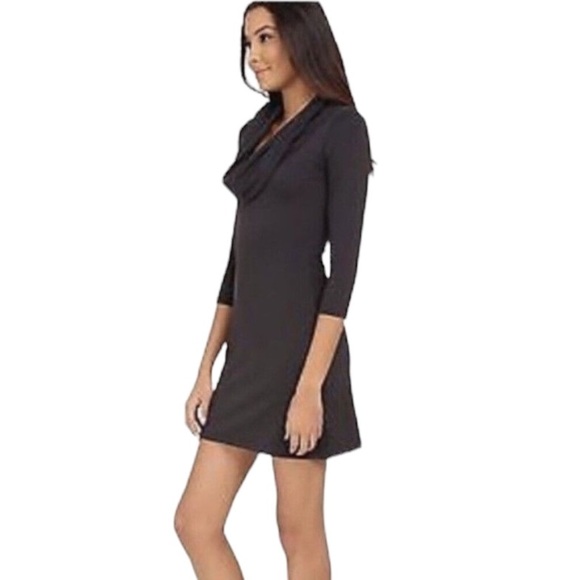 NEW Susana Monaco Black Draped Cowl Neck Knit Mini Dress - L - Picture 16 of 16